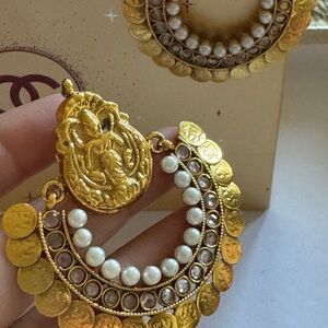 Gold and White Statement Earrings